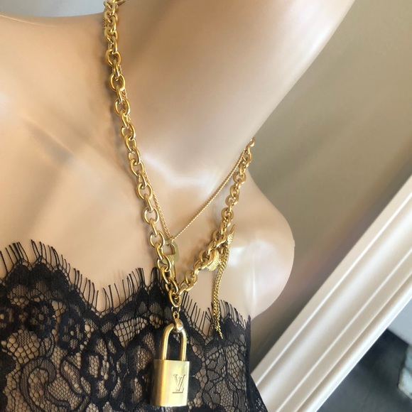 Repurposed Aunthentic Louis Vuitton gold brass Padlock and Key ❤️ - Picture 4 of 6